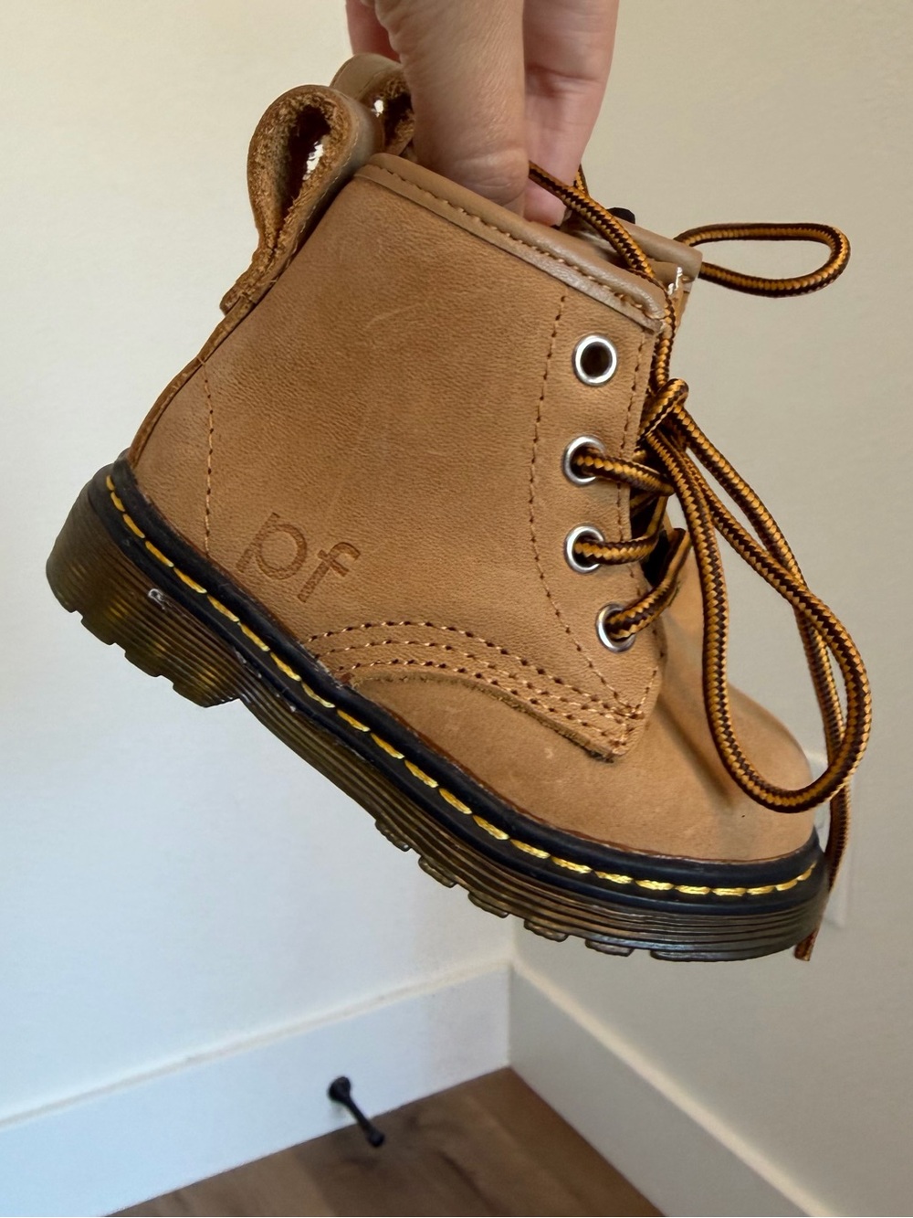 Piper Finn Brown Camel Tan Combat Lace Up Boots Side Zipper Size 3c Baby Girl